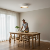 גוף צמוד תקרה מעוצב דגם הילה לבן/עץ