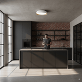 גוף צמוד תקרה מעוצב דגם הילה לבן/עץ