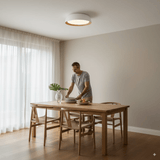 גוף צמוד תקרה מעוצב דגם הילה לבן/עץ