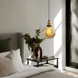 גוף תאורה תלויי תקרה דגם עוז ענבר כהה